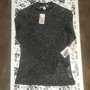 Forever 21 Sheer glitter low turtle neck